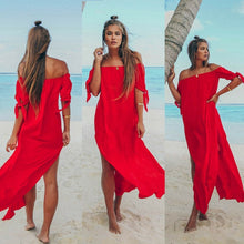 Load image into Gallery viewer, Sexy Off Shoulder Women Tunic Beach Dress Swim Suit Short Sleeve Solid Cover Up Summer Maxi Beach Dresses For Women Swimsuits