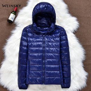 Winter Women Ultralight Thin Down Jacket White Duck Down Hooded Jackets Long Sleeve Warm Coat Parka Female Portable Outwear