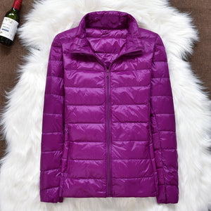 Winter Women Ultralight Thin Down Jacket White Duck Down Hooded Jackets Long Sleeve Warm Coat Parka Female Portable Outwear