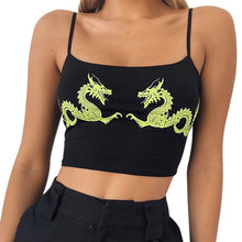 Load image into Gallery viewer, Women femme U Neck Fitness Casual Sexy Fashion Sleeveless Cropped Crop Tops Polyester Dragon Pattern vest