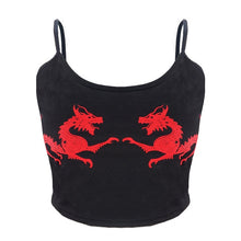 Load image into Gallery viewer, Women femme U Neck Fitness Casual Sexy Fashion Sleeveless Cropped Crop Tops Polyester Dragon Pattern vest