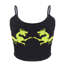 Load image into Gallery viewer, Women femme U Neck Fitness Casual Sexy Fashion Sleeveless Cropped Crop Tops Polyester Dragon Pattern vest