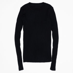 Women Sweater Pullover Basic Rib Knitted Cotton Tops Solid Crew Neck Essential Jumper Long Sleeve Sweaters With Thumb Hole