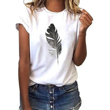 Load image into Gallery viewer, T Shirt Women Loose Short-Sleeved Leaf Print Tshirt O-Neck Summer Top Short Sleeve Plus Size T-shirt футболка жен C25