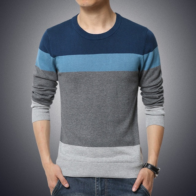 Casual Men's O-Neck Striped Sweater